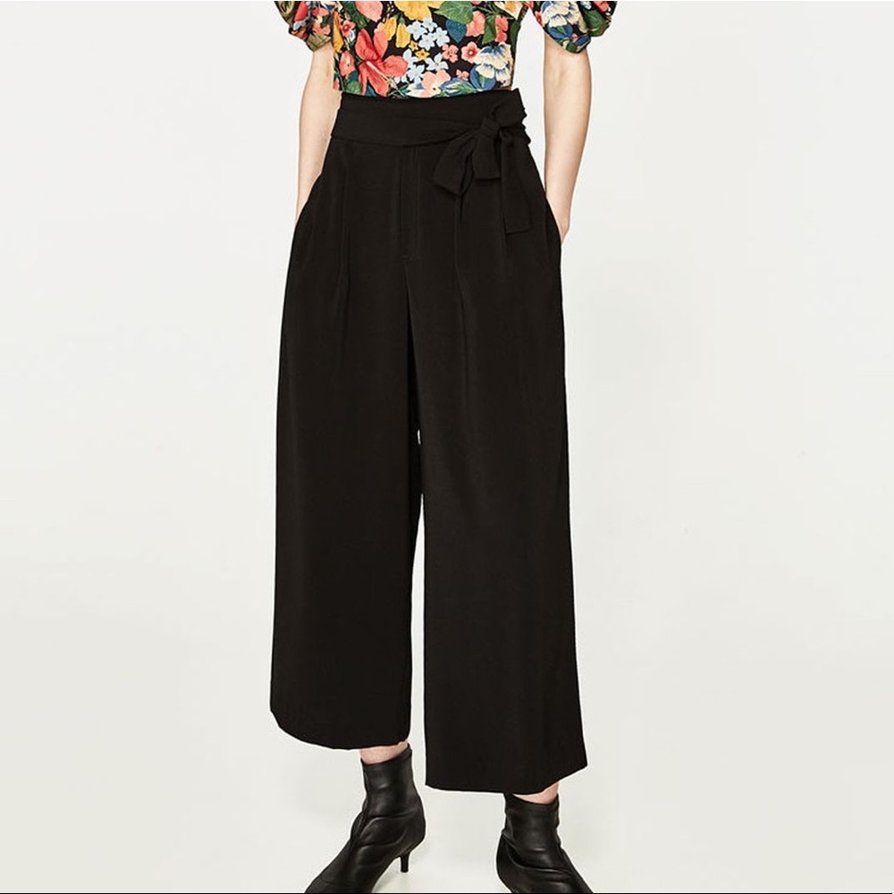 New Zara Black Cropped Ankle Dress Pants XS